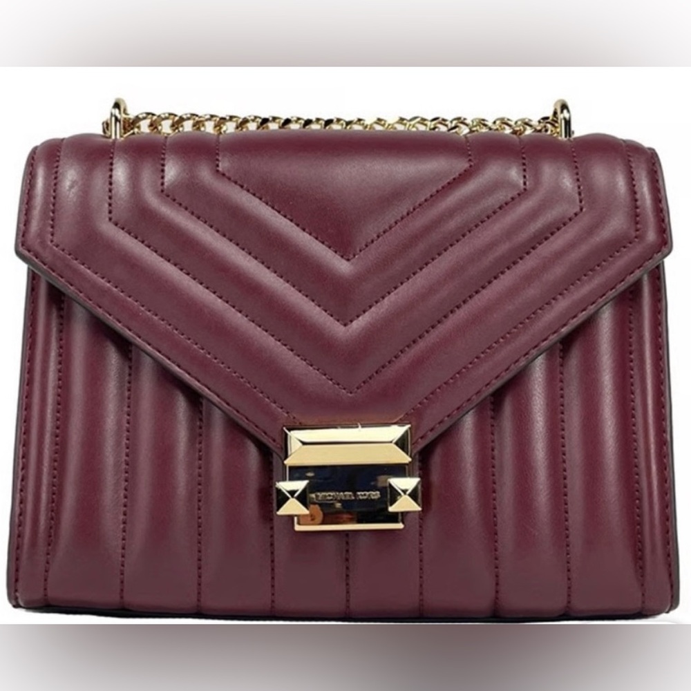 Michael Kors Whitney Burgundy Quilted Shoulder/Crossbody Bag